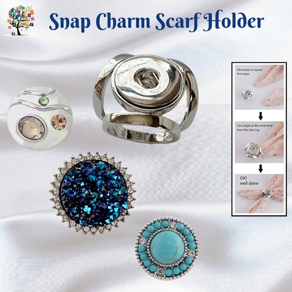 Dragonfly Spirit Designs Jewelry - Snap Charm Scarf Holder Set of 4 for Standard Size Snaps